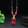 Bienestar del Fan en Vivo Cinnabar Natural Pulsera Enrollada con Cuerda Hecha a Mano Colgante Tianzhu Oro Púrpura Cinnabar Crudo