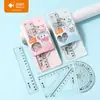 Xiaoyuer Estudiante Dibujos Animados Ángulo Recto Set de Reglas de 15 cm Juego de Reglas Triangulares Multifuncional de Cuatro Piezas Venta al por Mayor