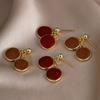 Pendientes Maillard vintage de color marrón Ankora rojo, estilo Hong Kong, ligeros, lujosos, de alta gama, elegantes y a la moda, que combinan con todo.