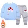 Traje de otoño e invierno para niña 2023, nuevo jersey grueso con forro polar cálido, pantalones deportivos de dos piezas, traje de otoño