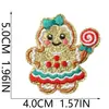 Parche bordado de hombre de jengibre con brillantina navideña, parche de transferencia de calor, etiqueta bordada para ropa, bolsos, decoración DIY y insignias
