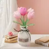 Tulipán de Color Graduado Terminado, Prímula, Orquídea Mariposa, Jarrón de Lana, Planta en Maceta, Adorno de Decoración para el Hogar, Bonsái de Escritorio