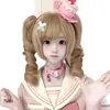 Peruca Cachos Romanos para Boneca Feminina Lolita Cabelo Dourado Cacheado Peruca Fofa Produto Acabado Grampo Cabelo Curto Ondulado Conjunto