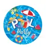 Anillo de natación temático de verano transfronterizo para niños, decoración de fiesta, plato de papel para piscina, mantel, juego de servilletas de papel