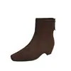 Botines cuadrados de tacón grueso para mujer, botas Martin retro versátiles, diseño antideslizante, tacón de gatito, botas de moda adelgazantes para mujer