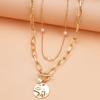 Collar con colgante redondo sencillo de moda, oferta transfronteriza de Amazon, regalo de San Valentín, cadena multicapa para mujer