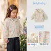 Casaco com capuz jellybaby para meninas, cardigã infantil floral, doce conjunto de outono para bebês meninas