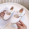 Zapatos Negros de Cuero para Niñas, Zapatos de Presentación para Niños, Mocasines Blancos para Estudiantes, Zapatos Escolares Florales Ceremoniales para Niña, Suela de Goma