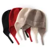 Gorro de punto de cachemira engrosado para otoño e invierno 2026, gorro casual de moda, gorro para niños que protege los oídos, turbante de cachemira de color liso para proteger los oídos y abrigar