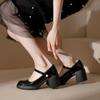 Zapatos Pequeños de Cuero con Suela Gruesa Estilo Retro para Mujer 20246 Nuevo Estilo Primavera Estilo Británico Correa con Hebilla de Perla Zapatos Mary Jane