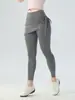Pantalones y falda de dos piezas falsos de cintura alta con cordón para mujer, ligeros, levantamiento de cadera, ajustados, anti-exposición, elásticos, para entrenamiento de Pilates, pantalones de fitness