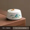 Cenicero de Cerámica con Tapa, Anti-Ceniza Volante, Cenicero Pequeño para Oficina en Casa, Adornos para Sala de Estar, Accesorios para Juego de Té Kung Fu