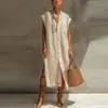Amazon Europeia e Americana Transfronteiriça 2026 Verão Nova Camisa Cardigã Vestido Cor Sólida Solto Fenda Vestido Casual