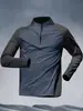 Ropa de Entrenamiento de Media Cremallera de Comercio Exterior para Hombre, Ropa de Secado Rápido, Manga Larga para Primavera y Otoño, Verano, Protección Solar, Deportes, Atletismo, Deportes, Camiseta para Correr
