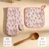 Guantes de cocina para hornear resistentes al calor estilo japonés con estampado floral para venta al por mayor transfronteriza, tapetes para horno aislantes del calor con patrón floral múltiple, almohadillas aislantes del calor resistentes a altas temperaturas