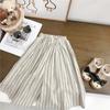 Nuevo traje de verano para niñas japonesas, retro, simple, a la moda, de tirantes, de algodón, a rayas, de pierna ancha, comercio exterior