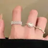 Anillo Corazón Lazo Transfronterizo Europeo y Americano, Estilo Nicho de Alta Gama, Anillo de Circonita Colorida Estilo Ins para Mujer, Anillo para Dedo Índice