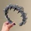 Diadema de corona alta estilo coreano, diadema de borde ancho, diadema para lavarse la cara con dientes, accesorio para el cabello de tela a cuadros de alta gama