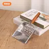 Pá de Aço Inoxidável Espessa para Areia de Gato, Design de Peça Única, Especializada para Areia de Tofu, Furos Finos, Ferramenta de Metal Grande para Areia Mineral Mista