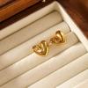 Pendientes de amor huecos de acero inoxidable europeos y americanos, personalidad femenina, pendientes de metal con forma de corazón de temperamento simple retro para mujer