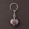 Llavero con colgante de corazón transfronterizo de 30*12 mm, corazón de cristal rosa de piedra natural, accesorio popular para DIY