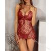 Lencería Transfronteriza Amazon Comercio Exterior Europeo y Americano Sexy Encaje de Pestañas Adorno Conjunto de Camisón Vestido con Tirantes