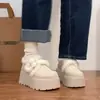Retro Plus Terciopelo Versátil Hebilla de Piel Suela Gruesa Aumenta Altura Zapatos Birkenstock Mujer 2026 Invierno Nuevos Zapatos de Algodón Cómodos Botas de Nieve