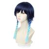 Peluca de anime Genshin Impact Wendi peluca de anime Venti trenza degradada azul y negra anti-rizado cosplay en stock