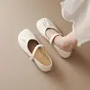 Sapatilhas Femininas Weiwei Lady 6696-38 com Babados, Sapatos Mary Jane de Tira Única Estilo Francês para Combinar com Vestidos