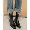 Primer Encuentro Ji Botines Mujer 2026 Otoño/Invierno Nuevos Tacón Medio Versátiles Botines Chelsea Tacón Grueso Botas de Moda Botas Retro Martin