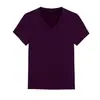 Camiseta [Lyocell Tencel + Lã Merino] com Decote V e Pequenas Mangas Bufantes, Design Estiloso e Elegante, Blusa Feminina de Verão Fina de Manga Curta