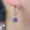 Brincos de Bola de Diamante Roxo de Alta Qualidade 2026 Novos Tendência Exquisitos Emagrecedores Brincos Totalmente de Diamante Populares Brincos de Clipe Redondos