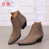 Juhiti 2023 Outono e Inverno Novo Europeu e Americano Spot Export Tamanho Grande Cano Baixo Salto Grosso Botas Femininas Wish Amazon Botas de Couro