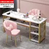 Mesa de manicure moderna, mesa de manicure dupla econômica, mesa de maquiagem, conjunto de mesa e cadeira para salão de manicure de luxo leve estilo japonês, estação de manicure