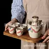 Conjunto de Presente de Saquê com Frasco e Copos, Recipiente de Vinho Cerâmico Estilo Antigo, Novo Estilo Chinês