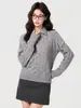 Suéter de Punto con Cuello Polo Retorcido de Manga Larga para Mujer Invierno Ajuste Delgado Engrosado Cálido Capa Base Top Elegante
