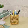 Caixa de Armazenamento de Papelaria de Mesa de Escritório Simples Multifuncional Redonda de Ferro Porta-Caneta Marcadora Tubo de Caneta