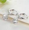 Brinco de argola de zircônia de seis lados atacado de joias coreanas brincos de prata da moda de alta qualidade com zircônia de cristal sintético