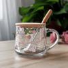 Taza con estampado de dibujos animados, cuchara, vaso de regalo, pajita, leche, desayuno
