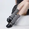 Calcetines Blancos de Media Pantorrilla Estilo Miu, Calcetines Finos de Algodón Transpirables Estilo Ballet Arrugados, Calcetines Finos de Verano para Pantorrilla Estilo Lolita Jk para Mujer