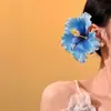 Pinza para el pelo de flor de hibisco roja estilo vacación en la playa para mujer, Accesorio para fotos de viaje, Adorno para el pelo de pinza lateral, Pasador