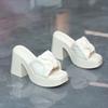 Pantuflas de Plataforma Impermeables con Tacón Grueso y Punta Cuadrada 2026 Verano Nueva Moda Sandalias Abiertas para Mujer