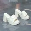 Sandalias de tirón de moda con tacón cuadrado y suela gruesa, nuevo modelo primavera 2026 para mujer, sandalias de verano de moda para exteriores con tacón alto y punta abierta