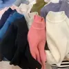 Suéter para Niños Otoño e Invierno Color Sólido Cuello Alto Medio Camisa de Espalda Abierta para Niños y Niñas Suéter para Bebé Suave Cera Engrosado Cálido Interior