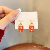 Pendientes festivos de Año Nuevo rojos, pendientes de año de nacimiento de dragón femenino, pendientes de diseño de nicho de alto sentido, pendientes de Año Nuevo de otoño e invierno
