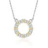 Artículo Popular de Venta Caliente: Collar Circular con Cruz Tachonada de Moissanita en Dos Tonos, Elegante y Versátil, Cadena Elegante para la Clavícula Hecha de Plata S925