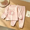 Pijama lindo de primavera y otoño para niñas, ropa de casa para bebé, ropa para el aire acondicionado de verano, conjunto de top de manga larga y pantalón largo, ropa cálida para niños
