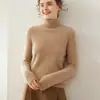 25 nuevos suéteres de cachemira de cuello alto para mujer, con cuello alto, corte holgado, material grueso, color liso simple y diseño de punto pullover