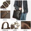 Maronte Bolso para Documentos de Cuero Crazy Horse para Hombre Bolso de Mano de Cuero Genuino Bandolera de Cuero de Vaca de Capa Superior Bolso de Mano de Negocios