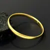 Pulseira de Prata Pura 9999 Sterling, Banda Lisa Tradicional com Banhos de Ouro 24K, Joia de Nicho, Presente de Dia das Mães para a Mãe